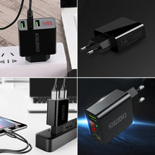 Заредете изображение във визуализатора на галерията – Choetech dual-port wall charger with digital display 11W 2 x USB-A EU plug black (C0028) - TopMag
