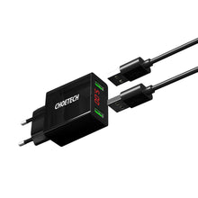 Заредете изображение във визуализатора на галерията – Choetech dual-port wall charger with digital display 11W 2 x USB-A EU plug black (C0028) - TopMag
