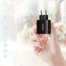 Заредете изображение във визуализатора на галерията – Choetech dual-port wall charger with digital display 11W 2 x USB-A EU plug black (C0028) - TopMag
