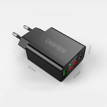 Заредете изображение във визуализатора на галерията – Choetech dual-port wall charger with digital display 11W 2 x USB-A EU plug black (C0028) - TopMag
