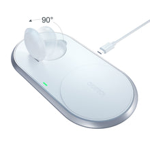 Заредете изображение във визуализатора на галерията – Choetech Qi 2in1 wireless charger for smartphones / Apple Watch with stand (MFI) USB Type C white (T317) - TopMag
