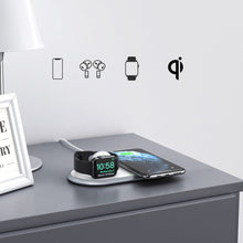 Заредете изображение във визуализатора на галерията – Choetech Qi 2in1 wireless charger for smartphones / Apple Watch with stand (MFI) USB Type C white (T317) - TopMag

