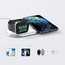 Заредете изображение във визуализатора на галерията – Choetech Qi 2in1 wireless charger for smartphones / Apple Watch with stand (MFI) USB Type C white (T317) - TopMag

