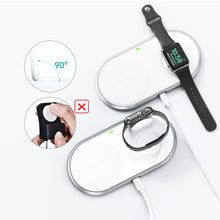 Заредете изображение във визуализатора на галерията – Choetech Qi 2in1 wireless charger for smartphones / Apple Watch with stand (MFI) USB Type C white (T317) - TopMag
