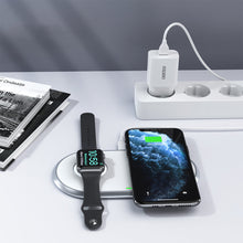Заредете изображение във визуализатора на галерията – Choetech Qi 2in1 wireless charger for smartphones / Apple Watch with stand (MFI) USB Type C white (T317) - TopMag
