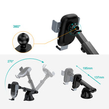 Заредете изображение във визуализатора на галерията – Choetech wireless car smartphone charger Qi 15W with phone holder 3in1 windshield cockpit air vent black (T542-S) - TopMag
