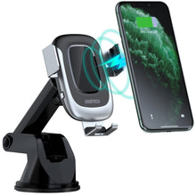 Заредете изображение във визуализатора на галерията – Choetech wireless car smartphone charger Qi 15W with phone holder 3in1 windshield cockpit air vent black (T542-S) - TopMag
