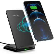 Заредете изображение във визуализатора на галерията – Choetech two-coil fast wireless charger 15W stand black + 1.2m micro USB cable (T524-F) - TopMag
