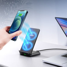 Заредете изображение във визуализатора на галерията – Choetech two-coil fast wireless charger 15W stand black + 1.2m micro USB cable (T524-F) - TopMag
