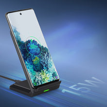 Заредете изображение във визуализатора на галерията – Choetech two-coil fast wireless charger 15W stand black + 1.2m micro USB cable (T524-F) - TopMag
