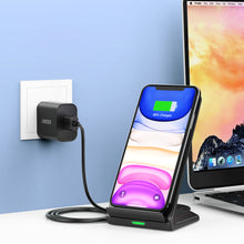 Заредете изображение във визуализатора на галерията – Choetech two-coil fast wireless charger 15W stand black + 1.2m micro USB cable (T524-F) - TopMag
