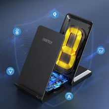 Заредете изображение във визуализатора на галерията – Choetech two-coil fast wireless charger 15W stand black + 1.2m micro USB cable (T524-F) - TopMag
