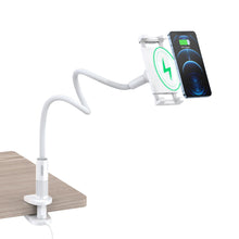 Заредете изображение във визуализатора на галерията – Choetech 2in1 flexible phone holder with wireless charger 10W white (T548-S) - TopMag
