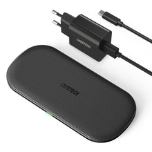 Заредете изображение във визуализатора на галерията – Choetech five-coil wireless dual fast charger 7.5W*2 (max 10W) + wall charger + USB Type C cable 1m black (T535-S) - TopMag
