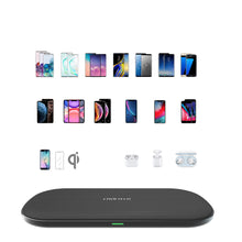 Заредете изображение във визуализатора на галерията – Choetech five-coil wireless dual fast charger 7.5W*2 (max 10W) + wall charger + USB Type C cable 1m black (T535-S) - TopMag
