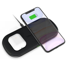 Заредете изображение във визуализатора на галерията – Choetech five-coil wireless dual fast charger 7.5W*2 (max 10W) + wall charger + USB Type C cable 1m black (T535-S) - TopMag
