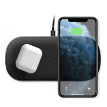 Заредете изображение във визуализатора на галерията – Choetech five-coil wireless dual fast charger 7.5W*2 (max 10W) + wall charger + USB Type C cable 1m black (T535-S) - TopMag
