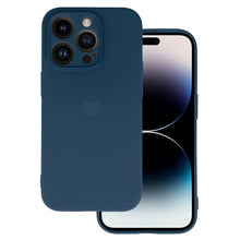 Заредете изображение във визуализатора на галерията – Vennus Silicone Heart Case for Iphone 13 Pro design 1 navy
