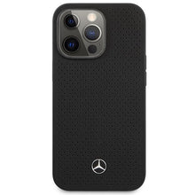 Заредете изображение във визуализатора на галерията – Mercedes MEHCP14LDELBK iPhone 14 Pro 6.1" black/black hardcase Leather Perforated
