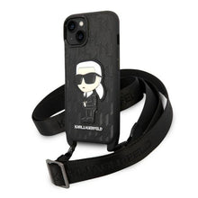 Заредете изображение във визуализатора на галерията – Karl Lagerfeld KLHCP14SSTKMK iPhone 14 6.1" black/black hardcase Monogram Ikonik Patch
