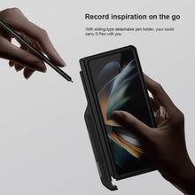 Заредете изображение във визуализатора на галерията – Nillkin Super Frosted Shield Fold Case for Samsung Galaxy Z Fold 5 5G blue (pen holder)
