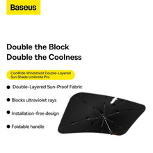 Заредете изображение във визуализатора на галерията – BASEUS CoolRide Doubled-Layered Windshield Sun Shade Umbrella Pro Large Cluster Black C20656100111-01
