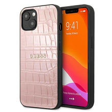 Заредете изображение във визуализатора на галерията – Guess GUHCP13SPCRBPI iPhone 13 mini 5,4" różowy/pink Croco Strap Collection
