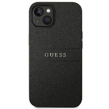 Заредете изображение във визуализатора на галерията – Original faceplate case GUESS GUHCP14SPSASBBK for iPhone 14 (Saffiano With Metal Logo / black)
