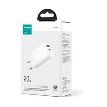 Заредете изображение във визуализатора на галерията – Joyroom fast charger USB-A QC3.0 / USB-C PD white (L-QP2011)
