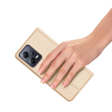 Заредете изображение във визуализатора на галерията – Dux Ducis Skin Pro Case For Xiaomi Redmi Note 12 Pro / Poco X5 Pro 5G Cover Flip Card Wallet Stand Gold
