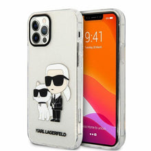 Заредете изображение във визуализатора на галерията – Karl Lagerfeld KLHCP12MHNKCTGT iPhone 12 /12 Pro 6.1" transparent hardcase Gliter Karl&amp;Choupette
