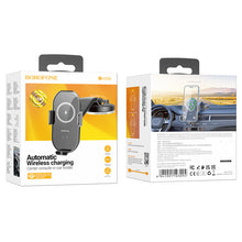 Заредете изображение във визуализатора на галерията – Borofone Car holder BH206 Rusher with induction charging to dashboard black
