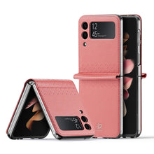 Заредете изображение във визуализатора на галерията – Dux Ducis Bril case for Samsung Galaxy Z Flip 3 cover made of ecological leather pink
