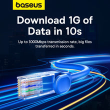 Заредете изображение във визуализатора на галерията – Baseus High Speed ​​Cat 6 RJ-45 1000Mb/s Ethernet cable 2m round - blue

