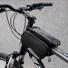 Заредете изображение във визуализатора на галерията – Wozinsky frame bike bag + detachable phone cover up to 6.5 "1.5l black (WBB7BK)
