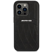 Заредете изображение във визуализатора на галерията – AMG AMHMP14LOSDBK iPhone 14 Pro 6.1" black/black hardcase Leather Curved Lines MagSafe
