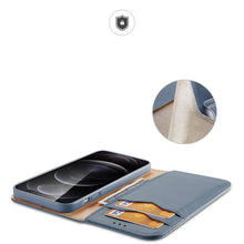 Заредете изображение във визуализатора на галерията – DUX DUCIS Hivo - Leather Wallet Case for Apple iPhone 13 Pro blue
