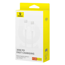Заредете изображение във визуализатора на галерията – Baseus Superior Series ll USB-C - USB-C 30W 480Mb/s 2m cable - white
