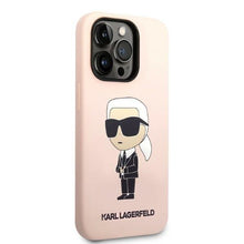 Заредете изображение във визуализатора на галерията – Karl Lagerfeld KLHCP14LSNIKBCP iPhone 14 Pro 6.1" hardcase pink/pink Silicone Ikonik
