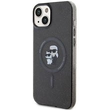 Заредете изображение във визуализатора на галерията – Original faceplate case KARL LAGERFELD KLHMP15MHGKCNOK for iPhone 15 PLUS (Glitter + MAG / black)
