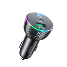 Заредете изображение във визуализатора на галерията – Joyroom car charger 70W with 3 ports: USB, 2 x USB C black (JR-CL26)
