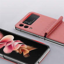 Заредете изображение във визуализатора на галерията – Dux Ducis Bril case for Samsung Galaxy Z Flip 3 cover made of ecological leather pink
