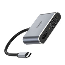 Заредете изображение във визуализатора на галерията – Hoco adaptor hub type c to hdtv+vga+usb3.0+pd100w+hdmi hb30 hb30 - TopMag
