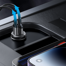 Заредете изображение във визуализатора на галерията – Joyroom JR-CCN06 30W 2x USB-C mini car charger metal - black

