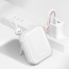 Заредете изображение във визуализатора на галерията – Joyroom power bank with USB C and Lightning cables and stand Cutie Series 10000mAh 22.5W white (JR-L008)
