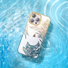 Заредете изображение във визуализатора на галерията – Luxury iPhone 14 Pro Case with Kingxbar Phoenix Crystals - Gold and Blue
