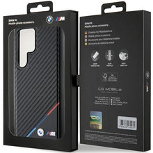 Заредете изображение във визуализатора на галерията – Original Case BMW hardcase Carbon Tricolor Line MagSafe BMHMS24L23PUDTK for Samsung Galaxy S24 Ultra Black
