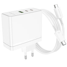 Заредете изображение във визуализатора на галерията – Borofone Wall charger BN11 Imperial - USB + 2xType C - QC 3.0 PD 100W with Type C to Type C cable white
