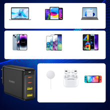Заредете изображение във визуализатора на галерията – Choetech charger GaN 140W 4 ports (2x USB C, 2x USB) black (PD6005)
