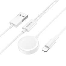 Заредете изображение във визуализатора на галерията – Borofone Wireless induction charger BQ22 2 in 1 for iWatch or phone white
